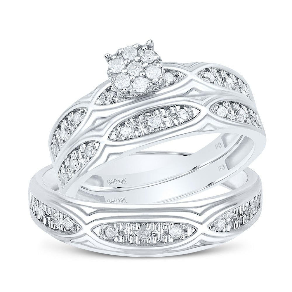 10K White Gold Diamond Trio Ring Set 1/3 Cttw - Splendid Jewellery