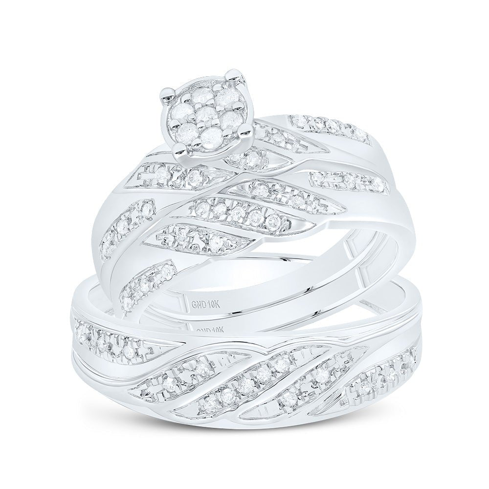 10K White Gold Diamond Trio Ring Set 1/3 Cttw - Splendid Jewellery
