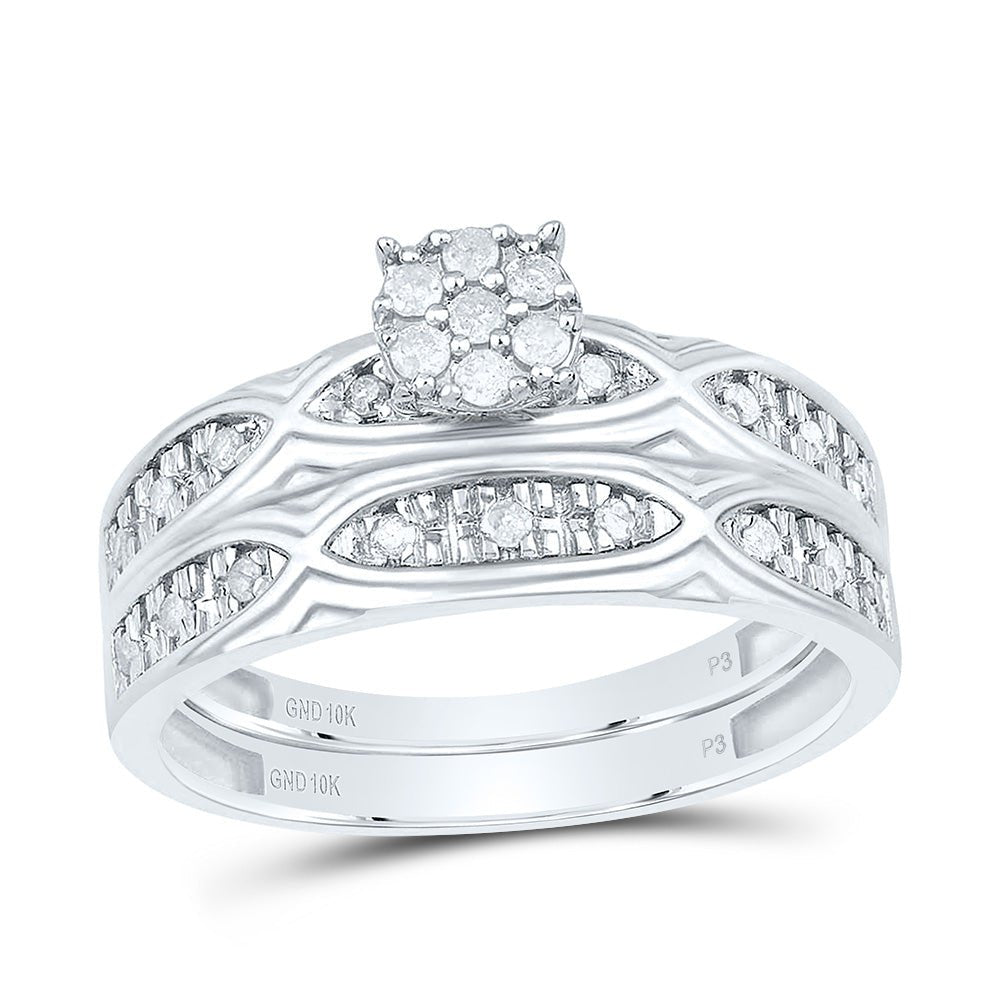 10K White Gold Diamond Trio Ring Set 1/3 Cttw - Splendid Jewellery