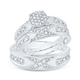 10K White Gold Diamond Trio Ring Set 1/3 Cttw - Splendid Jewellery