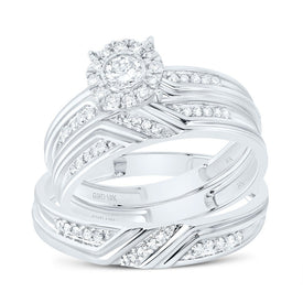 10K White Gold Diamond Trio Ring Set 3/8 Cttw - Splendid Jewellery