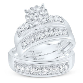 10K White Gold Diamond Trio Ring Set 7/8 Cttw - Splendid Jewellery