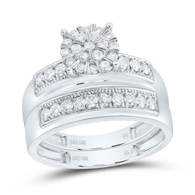 10K White Gold Diamond Trio Ring Set 7/8 Cttw - Splendid Jewellery
