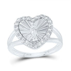 10K White Gold Diamond Virgin Mother Mary Heart Women's Ring 1/2 Cttw - Splendid Jewellery
