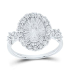 10K White Gold Diamond Virgin Mother Mary Oval Women's Ring 1/4 Cttw - Splendid Jewellery