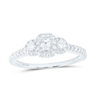 10K White Gold Emerald Diamond Single Halo Bridal Ring 1/2 Cttw - Splendid Jewellery