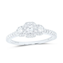 Load image into Gallery viewer, 10K White Gold Emerald Diamond Single Halo Bridal Ring 1/2 Cttw - Splendid Jewellery