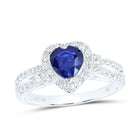10K White Gold Heart Natural Blue Sapphire Gemstone Ring 1/2 Cttw - Splendid Jewellery