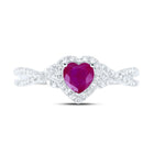 10K White Gold Heart Natural Ruby Gemstone Ring 1/4 Cttw - Splendid Jewellery