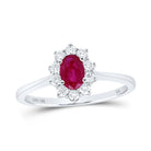 10K White Gold Natural Ruby Oval Gemstone Ring 1/4 Cttw - Splendid Jewellery