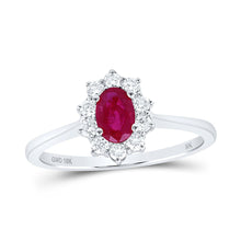 Load image into Gallery viewer, 10K White Gold Natural Ruby Oval Gemstone Ring 1/4 Cttw - Splendid Jewellery