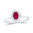 10K White Gold Natural Ruby Oval Gemstone Ring 1/4 Cttw - Splendid Jewellery
