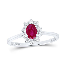 10K White Gold Natural Ruby Oval Gemstone Ring 1/4 Cttw - Splendid Jewellery