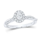 10K White Gold Oval Diamond Coval Engagement Single Halo 1/3 Cttw - Splendid Jewellery