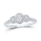 10K White Gold Oval Diamond Single Halo Bridal Ring 1/2 Cttw - Splendid Jewellery
