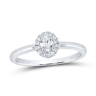 10K White Gold Oval Diamond Women's Oval Solitaire Stackable Band Ring 1/3 Cttw - Splendid Jewellery