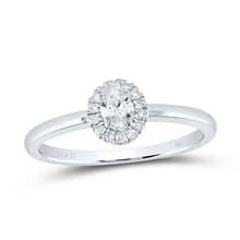Load image into Gallery viewer, 10K White Gold Oval Diamond Women's Oval Solitaire Stackable Band Ring 1/3 Cttw - Splendid Jewellery
