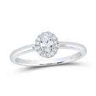 10K White Gold Oval Diamond Women's Oval Solitaire Stackable Band Ring 1/3 Cttw - Splendid Jewellery