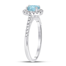 Load image into Gallery viewer, 10K White Gold Oval Natural Aquamarine Diamond Accent Solitaire Ring 1/5 Cttw - Splendid Jewellery