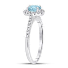 10K White Gold Oval Natural Aquamarine Diamond Accent Solitaire Ring 1/5 Cttw - Splendid Jewellery
