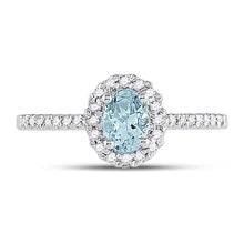 Load image into Gallery viewer, 10K White Gold Oval Natural Aquamarine Diamond Accent Solitaire Ring 1/5 Cttw - Splendid Jewellery