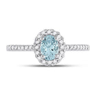 10K White Gold Oval Natural Aquamarine Diamond Accent Solitaire Ring 1/5 Cttw - Splendid Jewellery