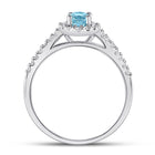 10K White Gold Oval Natural Aquamarine Diamond Accent Solitaire Ring 1/5 Cttw - Splendid Jewellery