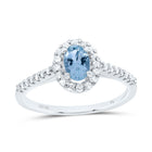 10K White Gold Oval Natural Aquamarine Diamond Accent Solitaire Ring 1/5 Cttw - Splendid Jewellery