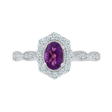 Load image into Gallery viewer, 10K White Gold Oval Synthetic Amethyst Gemstone Ring 1/2 Cttw - Splendid Jewellery