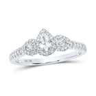 10K White Gold Pear Diamond Bridal Ring 1/2 Cttw - Splendid Jewellery