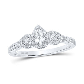 10K White Gold Pear Diamond Bridal Ring 1/2 Cttw - Splendid Jewellery