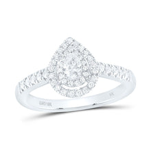 Load image into Gallery viewer, 10K White Gold Pear Diamond Double Halo Engagement Ring 1/2 Cttw - Splendid Jewellery