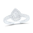 10K White Gold Pear Diamond Double Halo Engagement Ring 1/2 Cttw - Splendid Jewellery