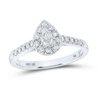 10K White Gold Pear Diamond Single Halo Engagement 1/2 Cttw - Splendid Jewellery
