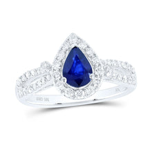Load image into Gallery viewer, 10K White Gold Pear Natural Blue Sapphire Gemstone Ring 1/2 Cttw - Splendid Jewellery