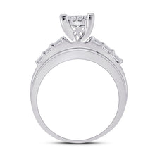 Load image into Gallery viewer, 10K White Gold Princess Diamond Cluster Bridal Wedding Engagement Ring 1 Cttw - Splendid Jewellery