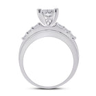 10K White Gold Princess Diamond Cluster Bridal Wedding Engagement Ring 1 Cttw - Splendid Jewellery