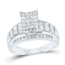 Load image into Gallery viewer, 10K White Gold Princess Diamond Cluster Bridal Wedding Engagement Ring 1 Cttw - Splendid Jewellery