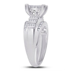 10K White Gold Princess Diamond Cluster Bridal Wedding Engagement Ring 1 Cttw - Splendid Jewellery