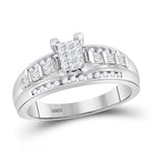 10K White Gold Princess Diamond Cluster Bridal Wedding Engagement Ring 1/2 Cttw - Splendid Jewellery