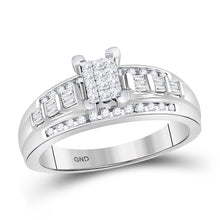 Load image into Gallery viewer, 10K White Gold Princess Diamond Cluster Bridal Wedding Engagement Ring 1/2 Cttw - Splendid Jewellery