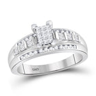 10K White Gold Princess Diamond Cluster Bridal Wedding Engagement Ring 1/2 Cttw - Splendid Jewellery
