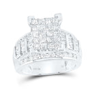 10K White Gold Princess Diamond Cluster Bridal Wedding Engagement Ring 2 Cttw - Splendid Jewellery