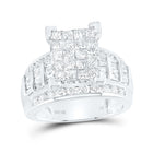 10K White Gold Princess Diamond Cluster Bridal Wedding Engagement Ring 2 Cttw - Splendid Jewellery