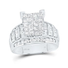 10K White Gold Princess Diamond Cluster Bridal Wedding Engagement Ring 2 Cttw - Splendid Jewellery