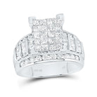 10K White Gold Princess Diamond Cluster Bridal Wedding Engagement Ring 2 Cttw - Splendid Jewellery