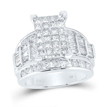 Load image into Gallery viewer, 10K White Gold Princess Diamond Cluster Bridal Wedding Engagement Ring 3 Cttw - Splendid Jewellery