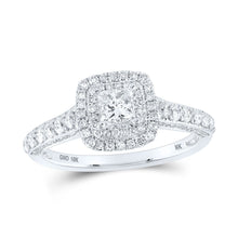 Load image into Gallery viewer, 10K White Gold Princess Diamond Double Halo Engagement 1 Cttw - Splendid Jewellery