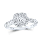 10K White Gold Princess Diamond Double Halo Engagement 1 Cttw - Splendid Jewellery