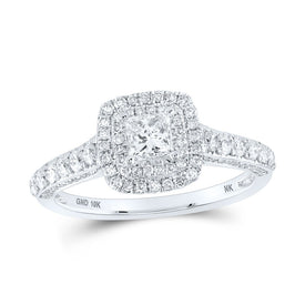 10K White Gold Princess Diamond Double Halo Engagement 1 Cttw - Splendid Jewellery
